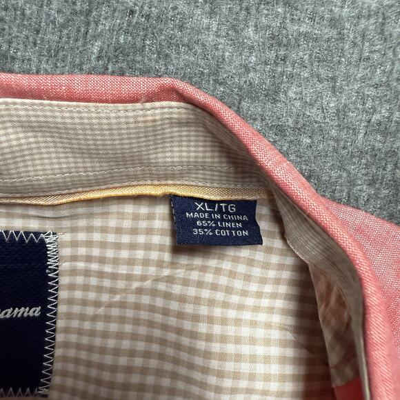 Tommy Bahama Linen Blend Button Up Shirt Men's XL Red Long Sleeve Beach - Picture 3 of 7